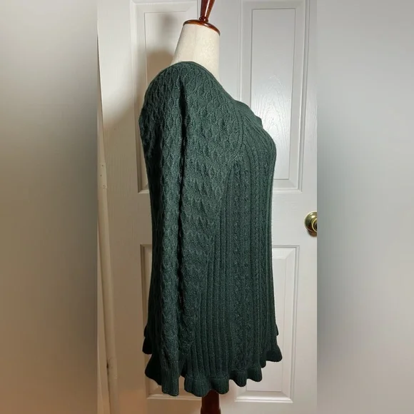 Lane Bryant Cozy Forest Green Cable Knit Sweater - Picture 7 of 14